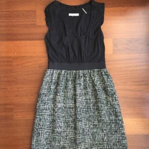 Rebecca Taylor Tweed & Black Ruffle Top Dress Sz 2